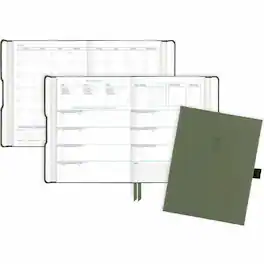 AT-A-GLANCE - Undated 12 Month 2026 5 1/2 x 8 1/2 Wire Bound Green Hard Cover Magnetic Closure Planner