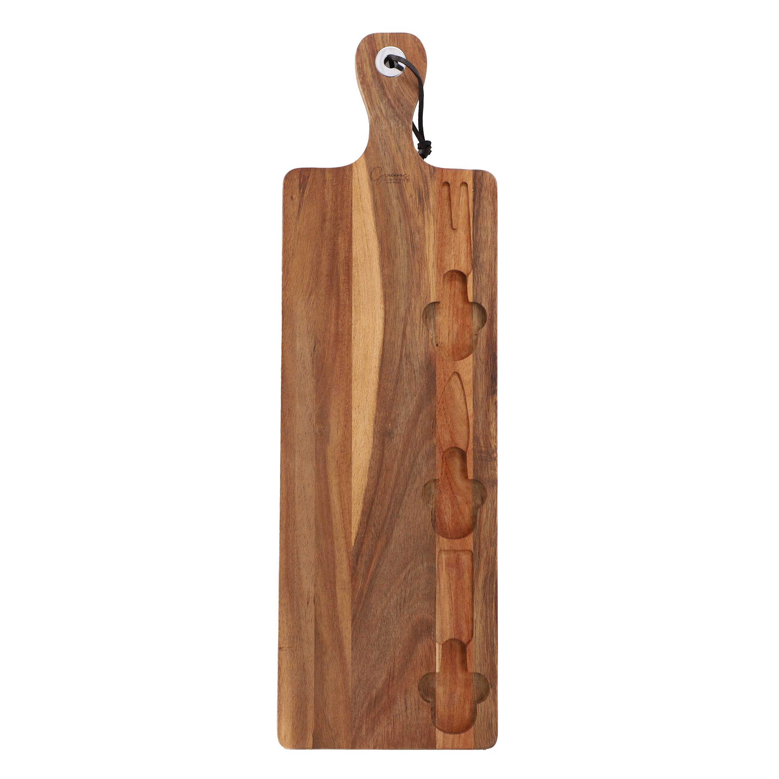 Left. Gibson - Gibson Elite Gracious Dining 4 Piece Acacia Wood Charcuterie Board With Cheese Knives in Brown - Brown.