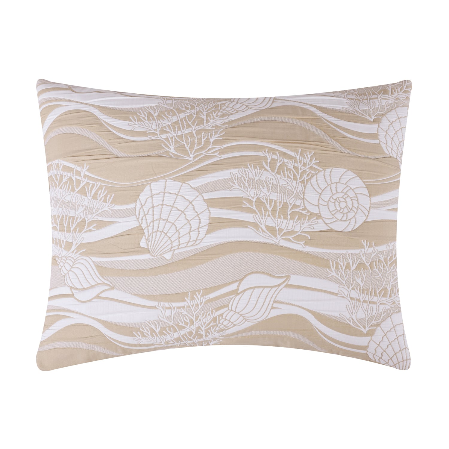 Greenland Home Fashions - 100% Woven Polyester Jacquard Dover Coastal 20" x 26" Standard Sham - Natural