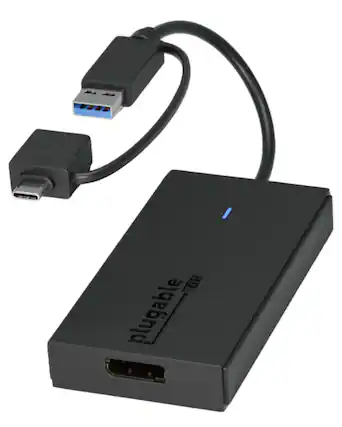 Front. Plugable - USB C to DisplayPort Adapter, Universal Video Graphics Adapter for USB 3.0 and USB-C Macs and Windows - Black.