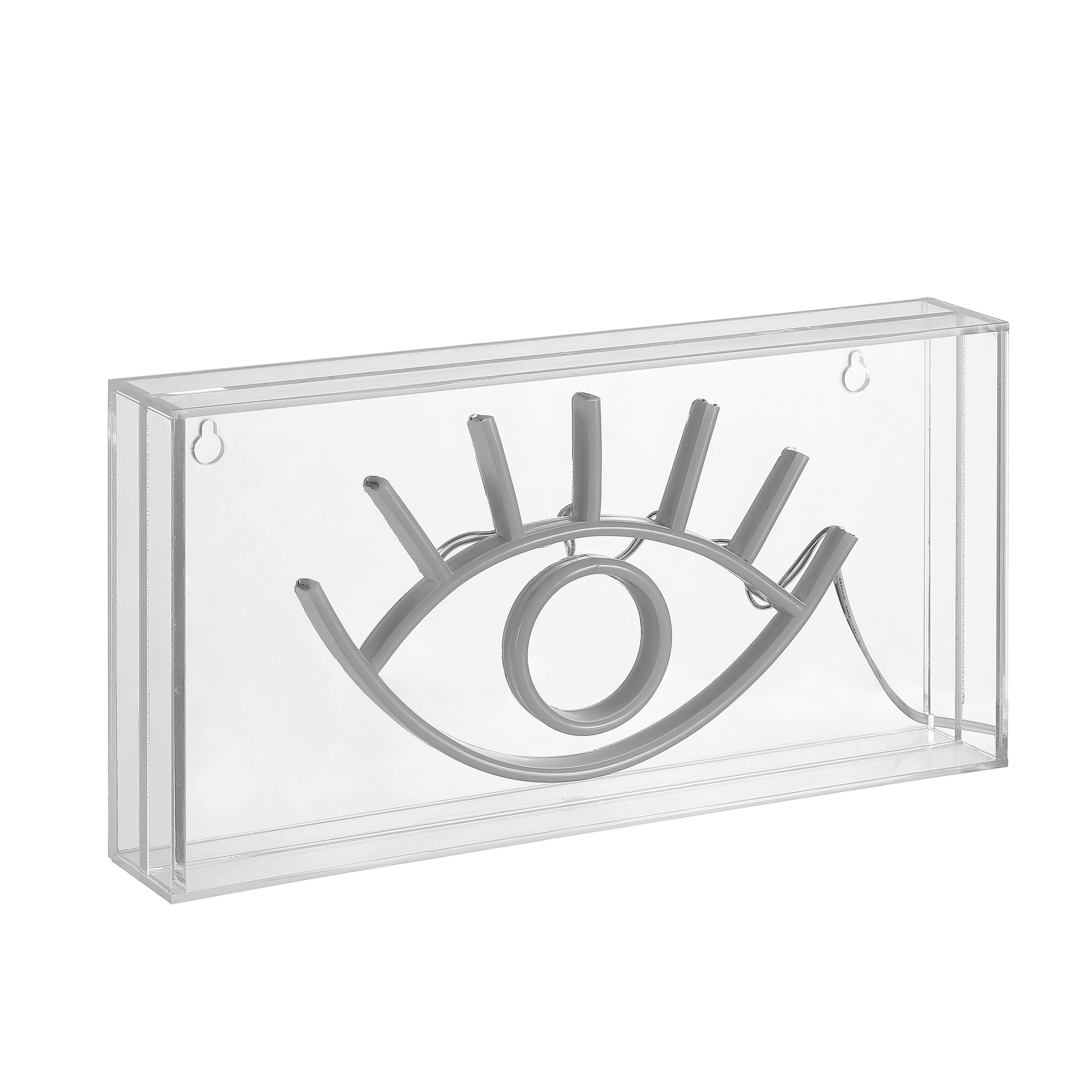 Alt View 8. Jonathan Y - Eye 11.8" Contemporary Glam Acrylic Box USB Operated LED Neon Light, Yellow - White.