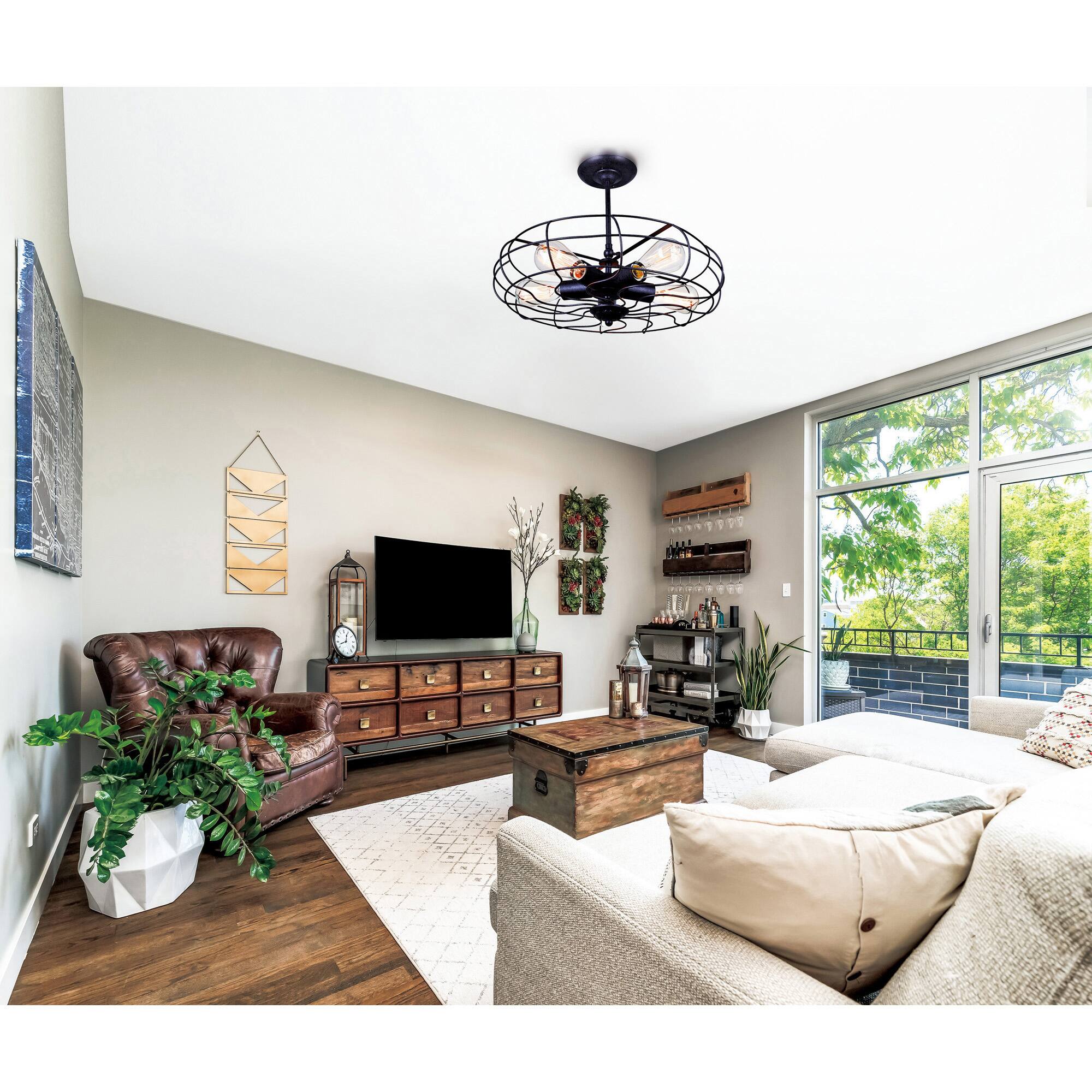 Alt View 2. CWI Lighting - Pamela 5 Light Flush Mount With Black Finish - Black.