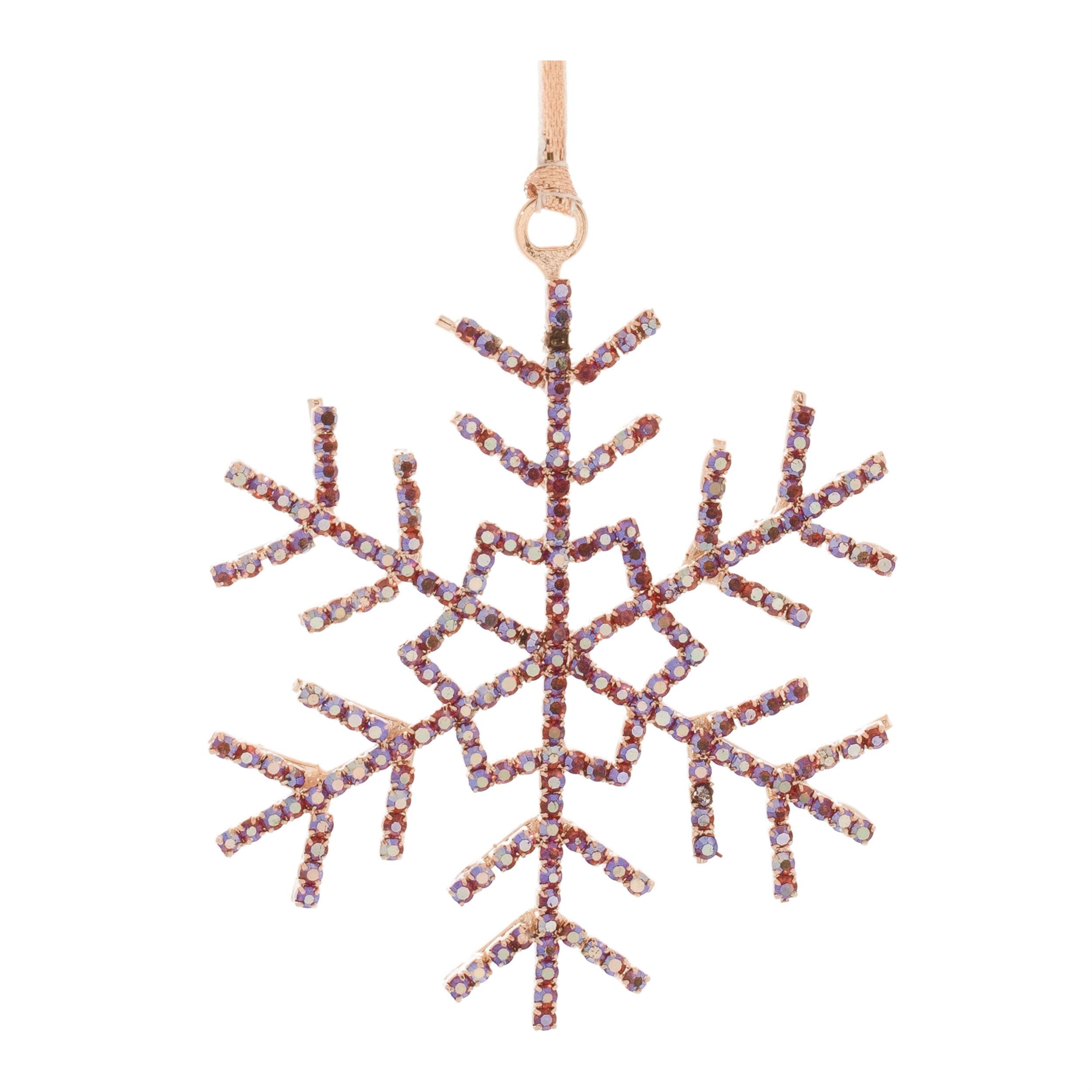 Alt View 2. BreeBe - Jeweled Metal Snowflake Ornament (Set of 12) - Red, Gold.