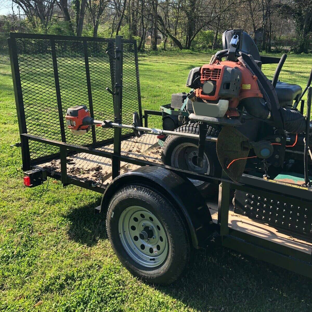 Alt View 6. Skar Audio - 3 Place Trimmer Rack Holder Carrier Mount On Open Landscape Trailer Pickup Weed Eater Racks With Lock 1 Pair - Default.
