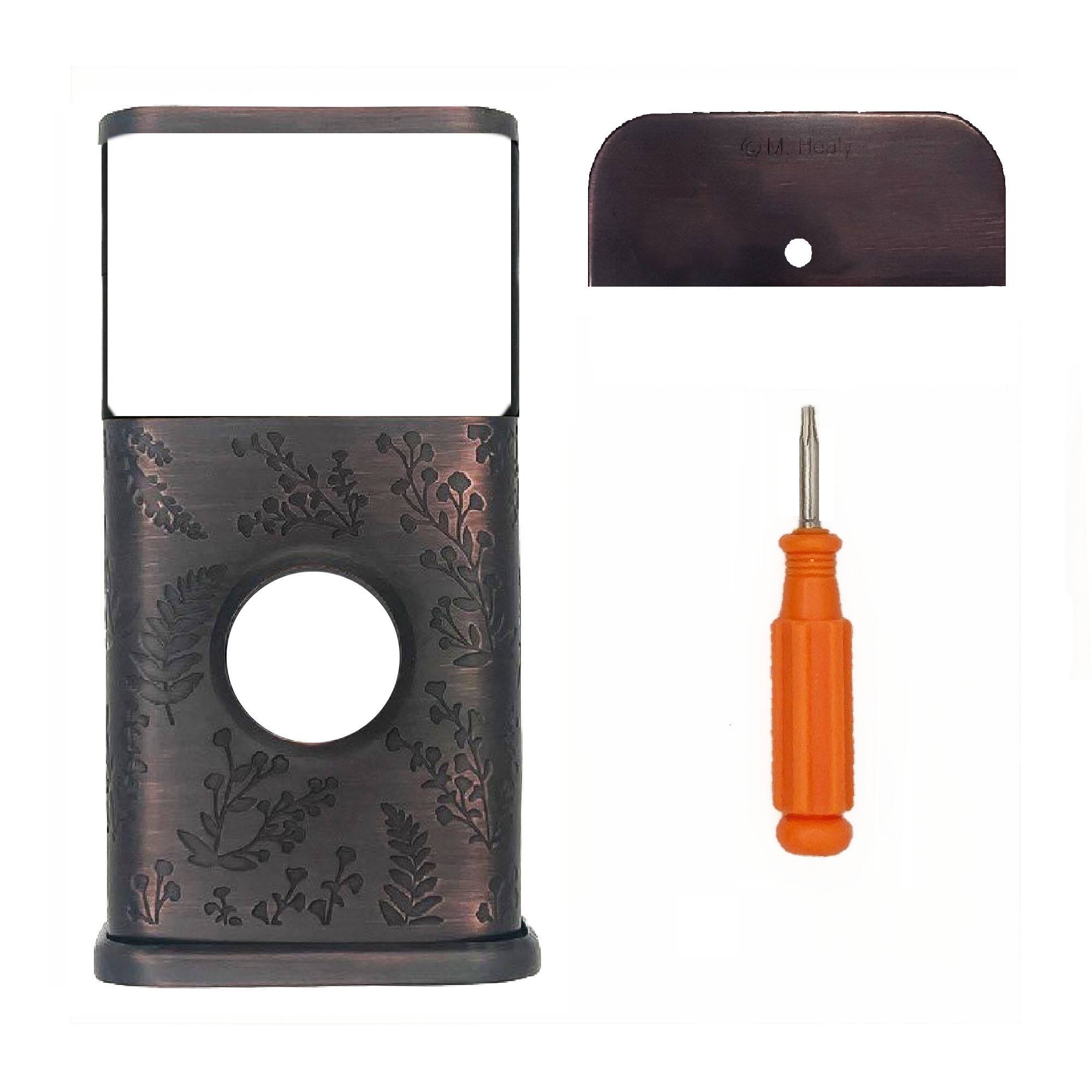 Back. Michael Healy - Wildflower Video Doorbell Cover (Ring 3, 3 Plus, 4, Battery Plus, Battery Pro) - Oiled Bronze.