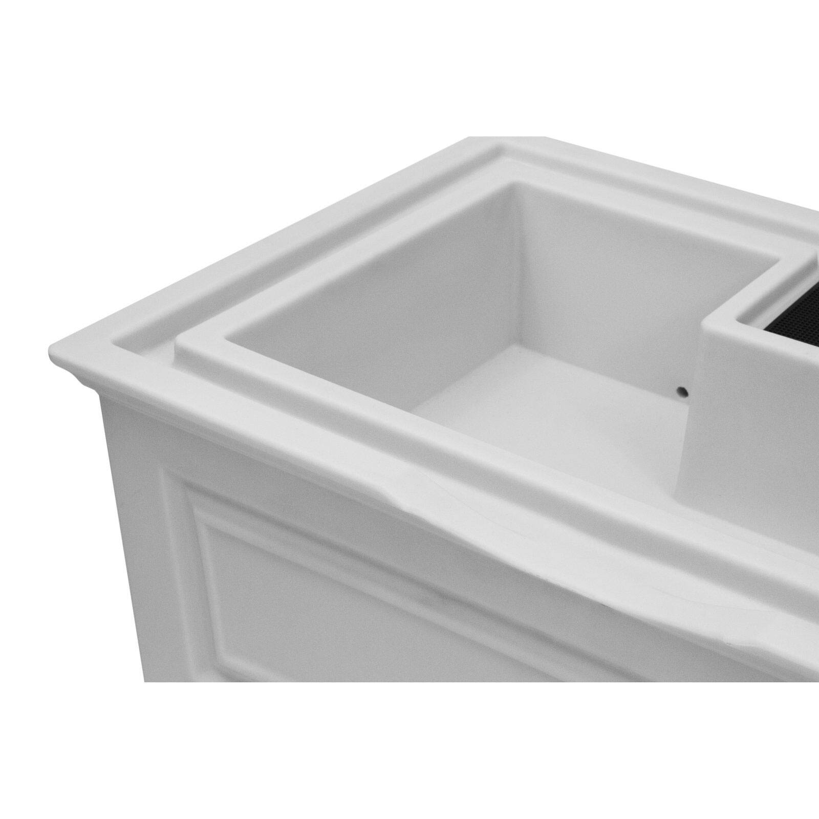 Alt View 1. Good Ideas - Good Ideas Savannah 42 Gallon Colonial Style Rain Barrel Planter w/Brass Spigots - Light gray.