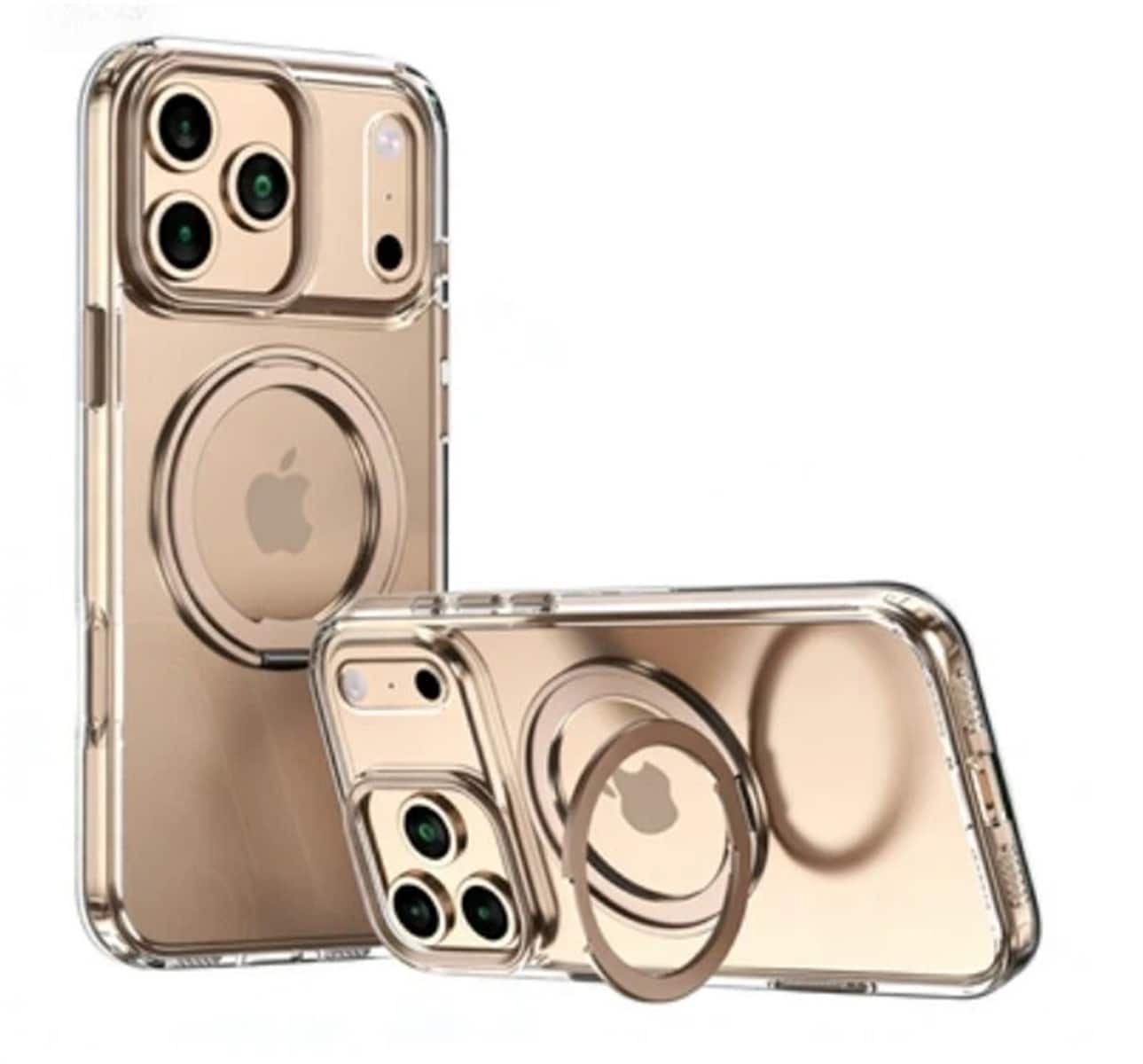 SKRAN - Premium Magnetic Rotating Bracket Case for iPhone 17 - Pivot Stand Protective Cover - Gold
