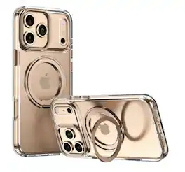 SKRAN - Premium Magnetic Rotating Bracket Case for iPhone 17 Pro Max - Pivot Stand Protective Cover - Gold