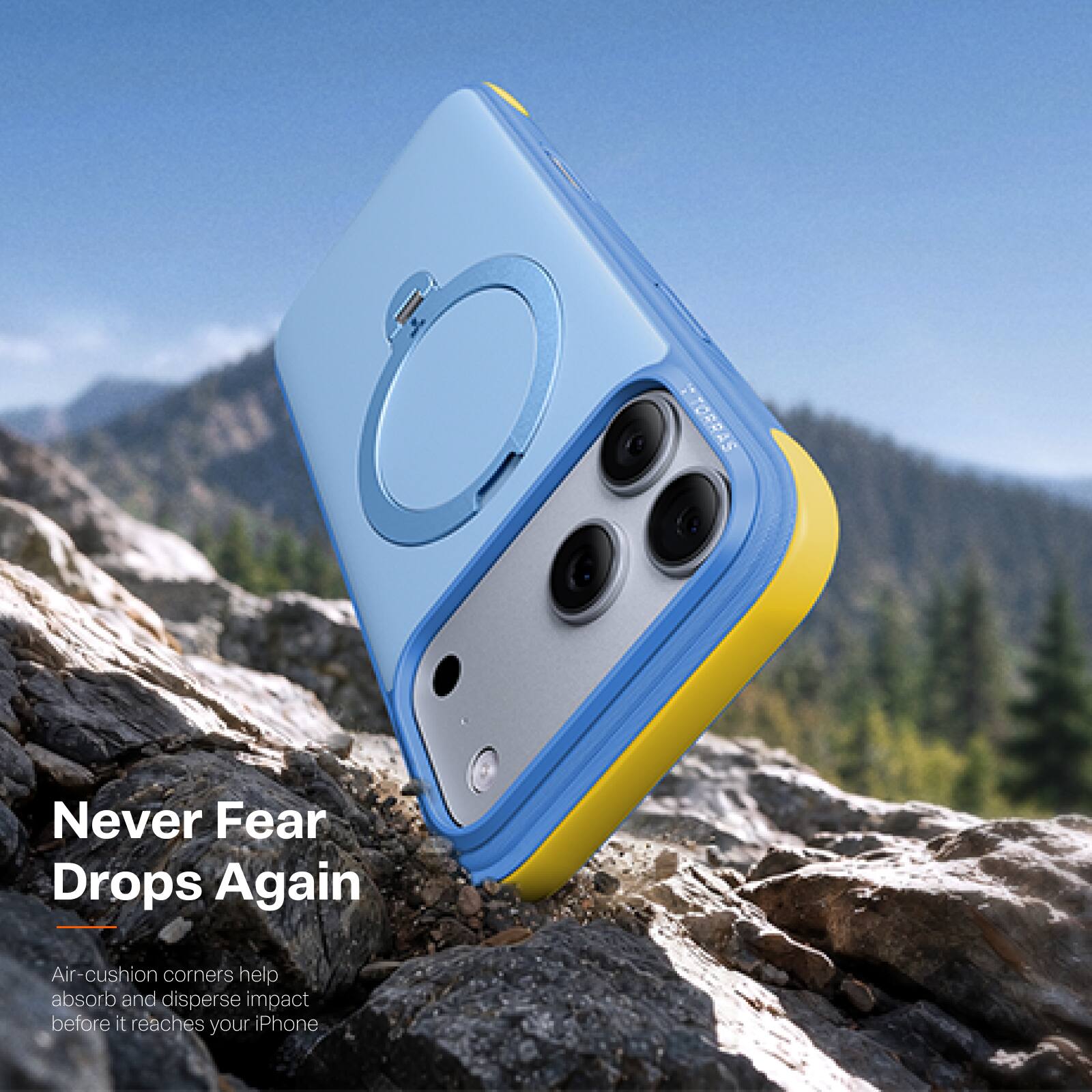 Never Fear Drops Again

Air-cushion corners help absorb and disperse impact before it reaches your iPhone