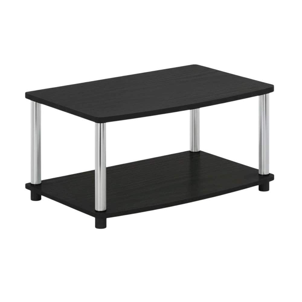 FurniFact - Wooden TV Stand with Americano/Chrome Finish, Elevated Design, No Tools Required - Black