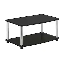 FurniFact - Wooden TV Stand with Americano/Chrome Finish, Elevated Design, No Tools Required - Black