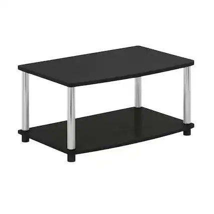 Front. FurniFact - Engineered Wood TV Stand with Americano/Chrome Finish, Elevated Design - Black.