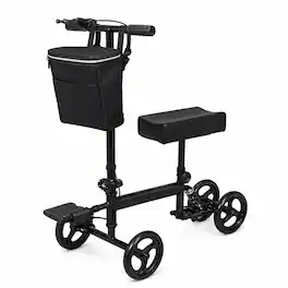 Hover Heart - Knee Walker with 8" All-Terrain Wheels, Adjustable Height, Foldable Design, Hand Brake & Storage Bag - Black