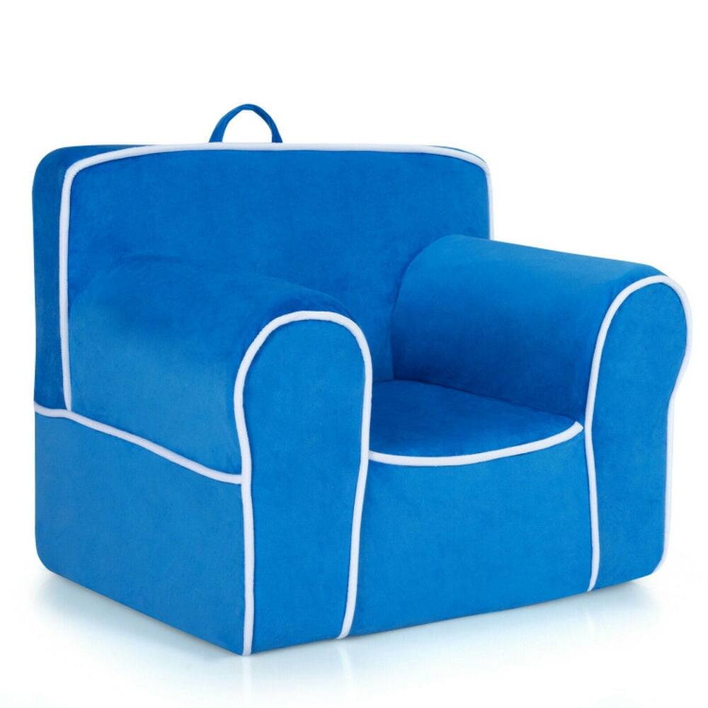 Alt View 2. Resenkos - Upholstered Kids Sofa with Velvet Fabric and High-Quality Sponge-Blue, Kids Chairs for Kids - Blue.