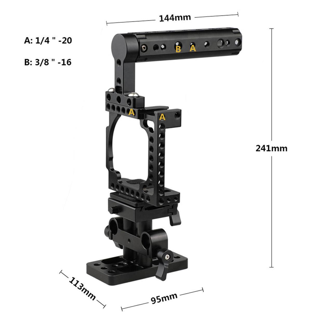 144mm  
A: 1/4" -20  
B: 3/8" -16  
241mm  
113mm  
95mm
