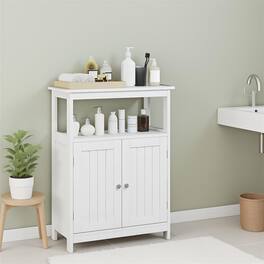 Pefilos - Bathroom Floor Cabinet, Freestanding Storage, Open Compartment Adjustable Shelf - White