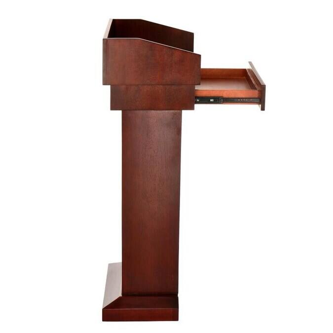 Left. AdirOffice - Podium Lectern, Wood Podium Presentation Lectern Stand with Drawer - Cherry.
