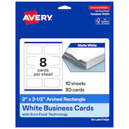Avery - Arched Business Cards, 2" x 3-1/2", Matte 80 Total - White
