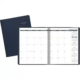 AT-A-GLANCE - 2026 9" x 11" Calendar Year/Monthly Planner, Faux Leather Cover - Navy