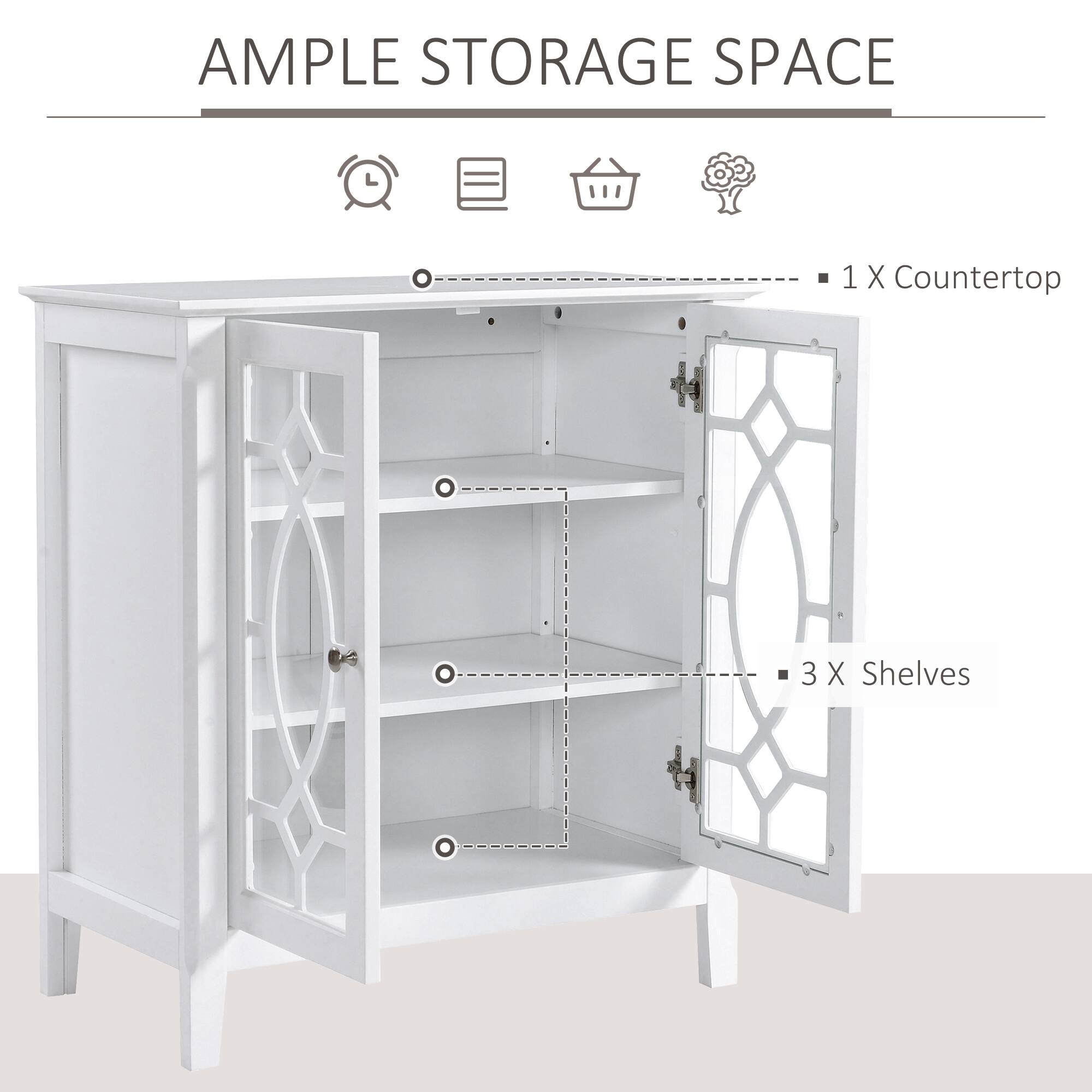 AMPLE STORAGE SPACE

- 1 X Countertop
- 3 X Shelves