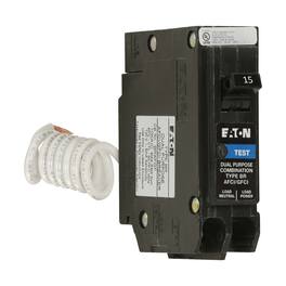 Eaton - 15 amps Arc Fault/Ground Fault Single Pole Circuit Breaker w/Self Test
