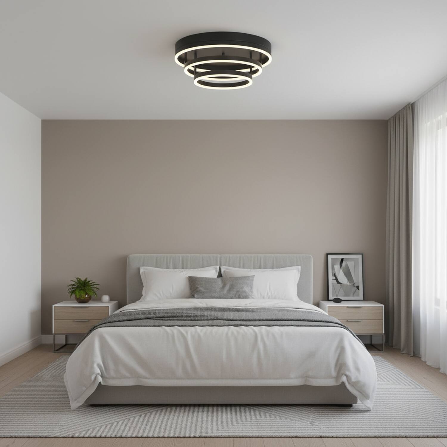 Angle. Umeiluce - 19.7" Modern LED Flush Mount lighting Geometric light for Low-ceiling - Matte Black.