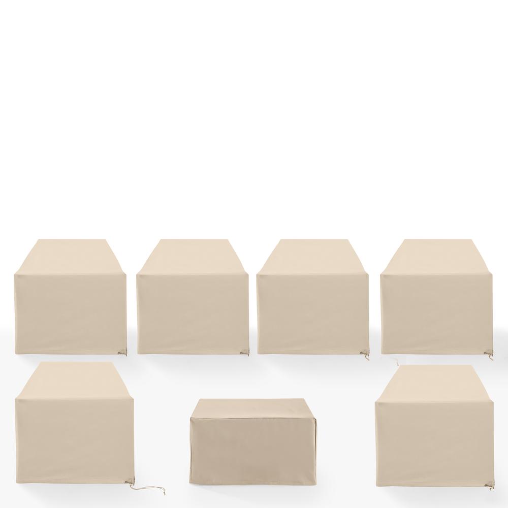 Alt View 1. Crosley Furniture - 7Pc Outdoor Sectional Furniture Cover Set - 6 Chairs & 1 Square Table/Ottoman - Tan.