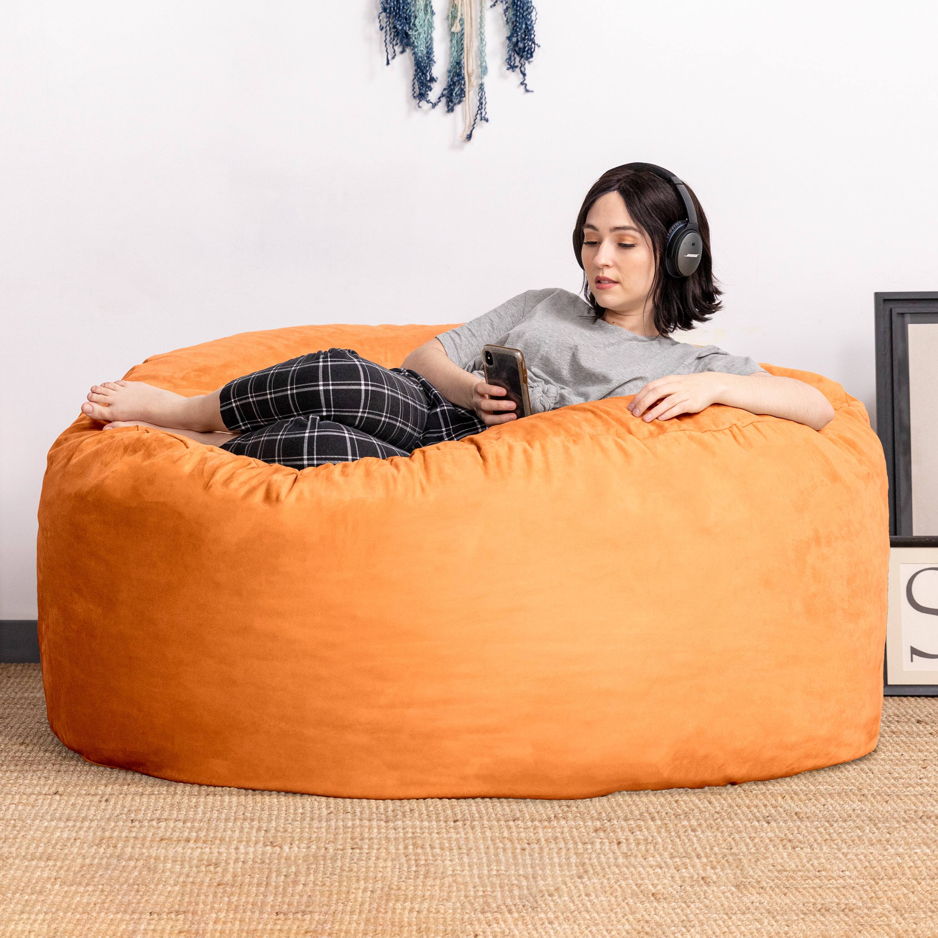 Alt View 1. Jaxx - Jaxx Saxx 5 Foot Large Bean Bag w/ Removable Cover, Mandarin - Mandarin.