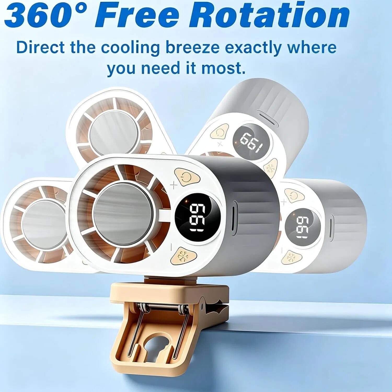 360° Free Rotation  
Direct the cooling breeze exactly where you need it most.