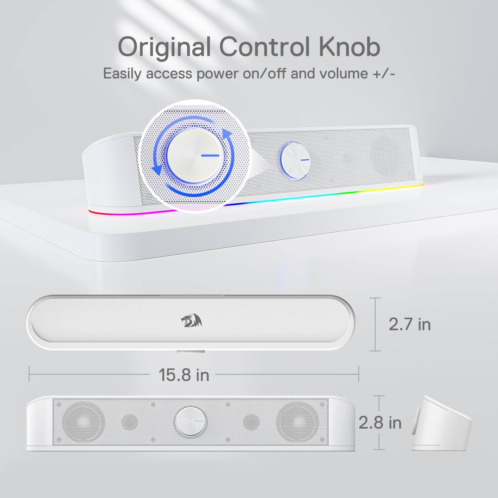Original Control Knob  
Easily access power on/off and volume +/-  

2.7 in  
15.8 in  
2.8 in