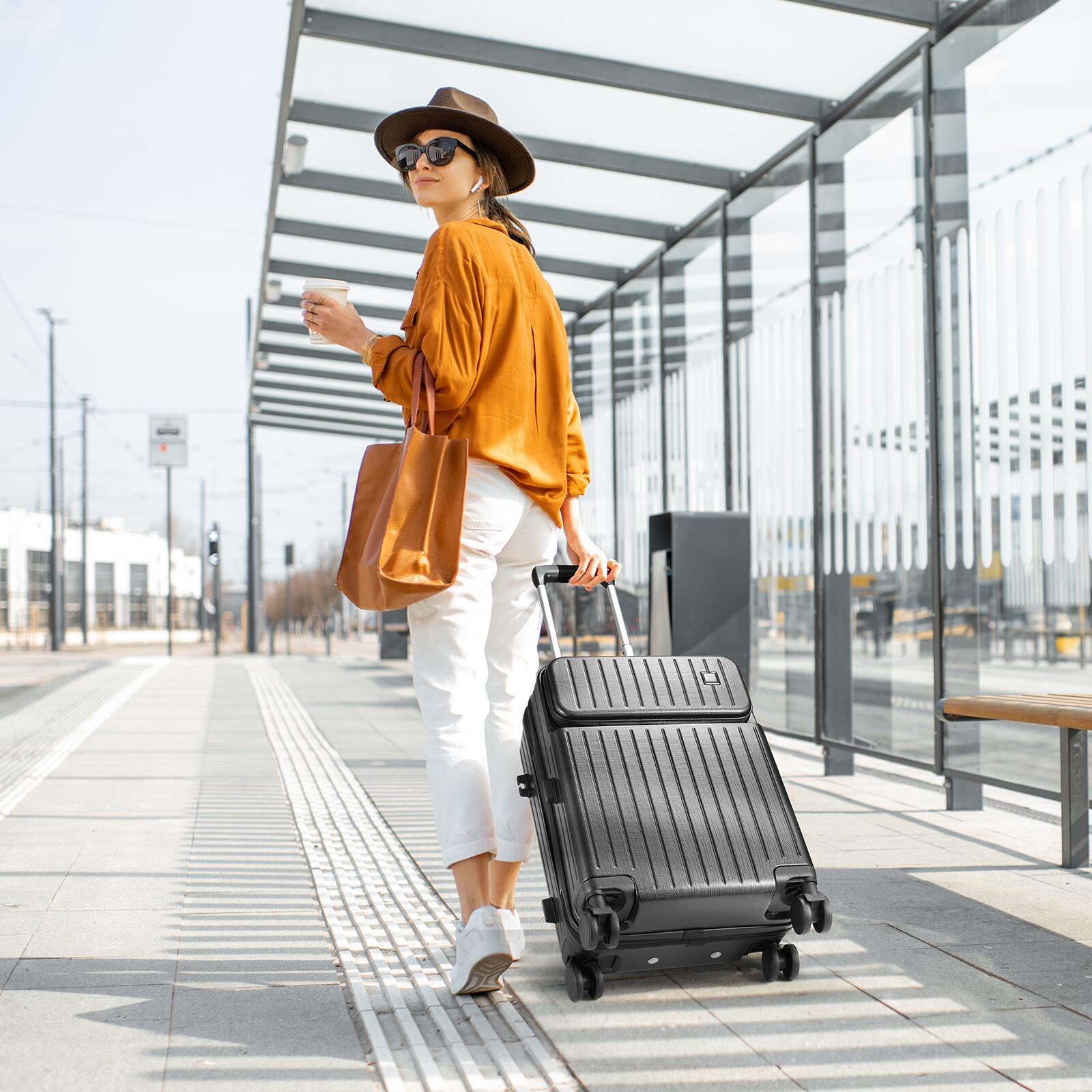 Alt View 7. Sugift - Modern 20″ Carry On Luggage with Front Pocket, TSA Lock, Spinner Wheels, and Organized Interior - Grey.