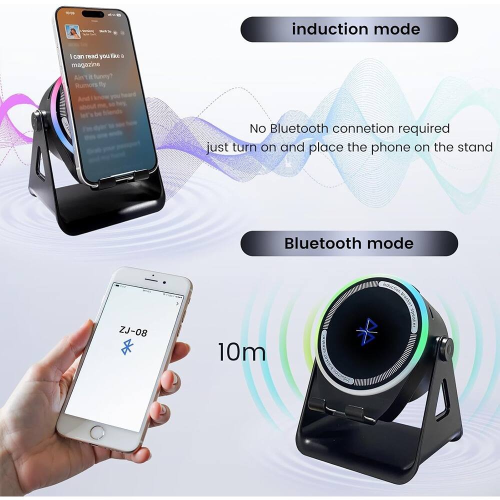 1040 ioa - e induction mode

I can read you like a magazine
Ain't it funny?
Rumors fly
And I know you heard about me, too. Let's be friends.

No Bluetooth connection required just turn on and place the phone on the stand

induction mode

Bluetooth mode

ZJ-08

10m

induction speaker