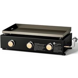 KingChii - 3-Burner Propane Grill 28 in. Table Top Gas Griddle - Black