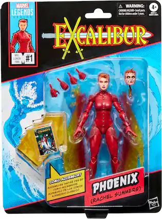 MARVEL LEGENDS SERIES
EXCALIBUR
WARNING: 4+ CHOKING HAZARD - Small parts. Not for children under 3 years.
MVL LGNDS #1 1988
COMIC ACCESSORY
ACCESSOIRE INSPIRÉ DE LOS COMICS
ACCESSORIO CLÁSICO
PHOENIX (RACHEL SUMMERS)
GO814 / 60634 ASST.
Hasbro