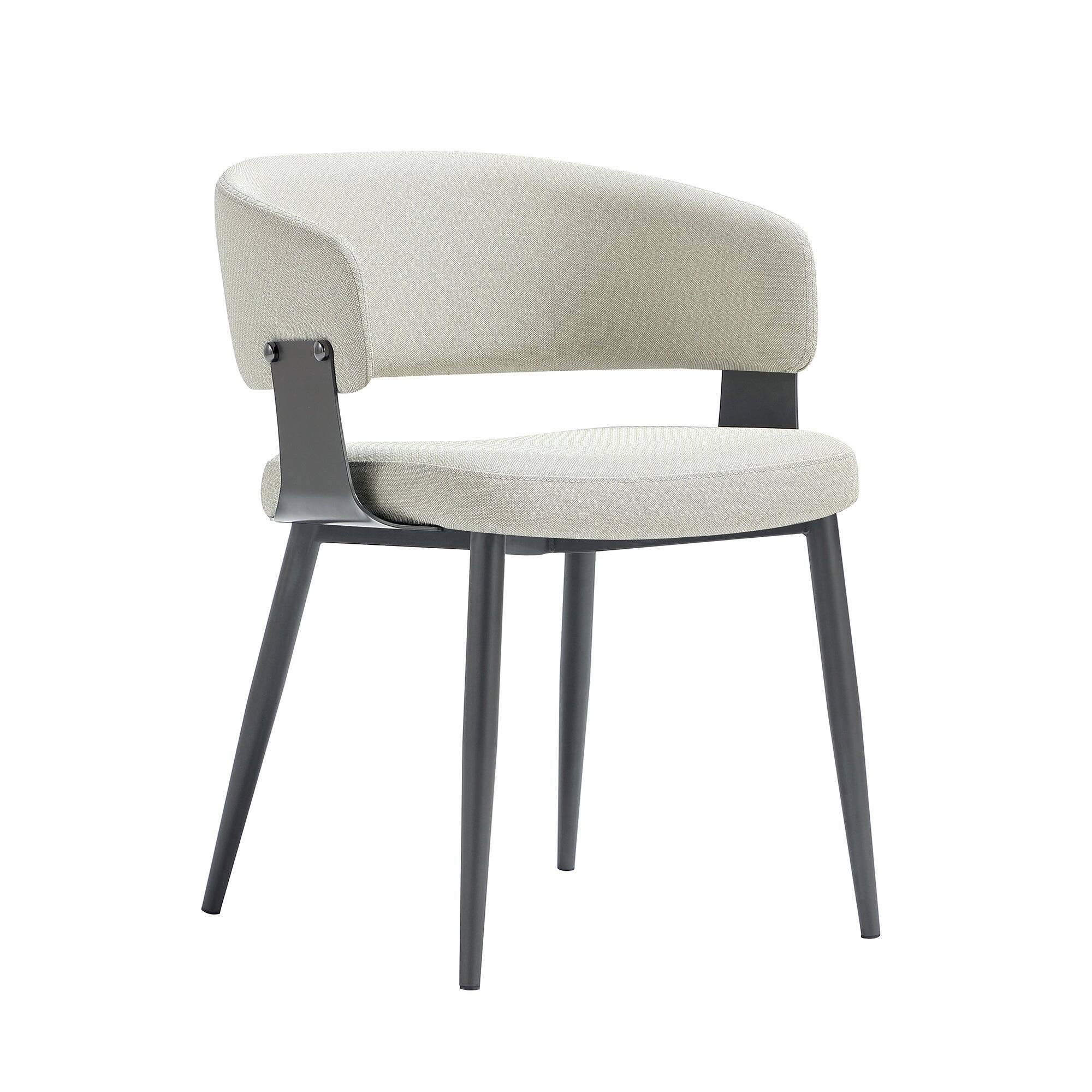 Alt View 2. Manhattan Comfort - Luce Modern Metal Textured Vegan Leather Dining Chair - Oatmeal.
