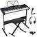 Front. Stock Preferred - 61-Key Electronic Keyboard Piano with Microphone, Stand, Stool, Headphones - Black.