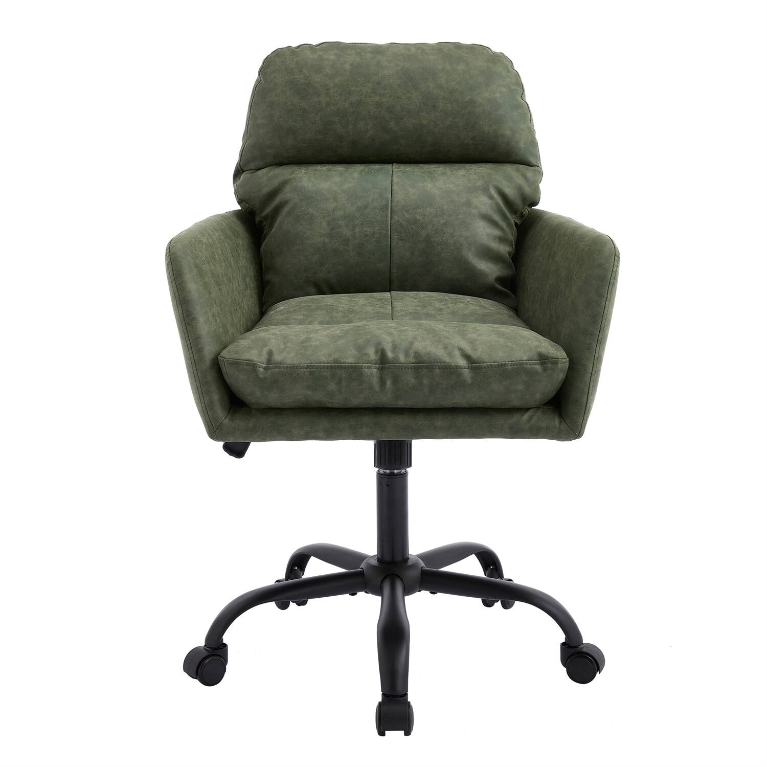 Alt View 4. Forest'nSky - Green Artificial Leather Office Chair, Height-Adjustable with Black Base for Home & Office - Green.