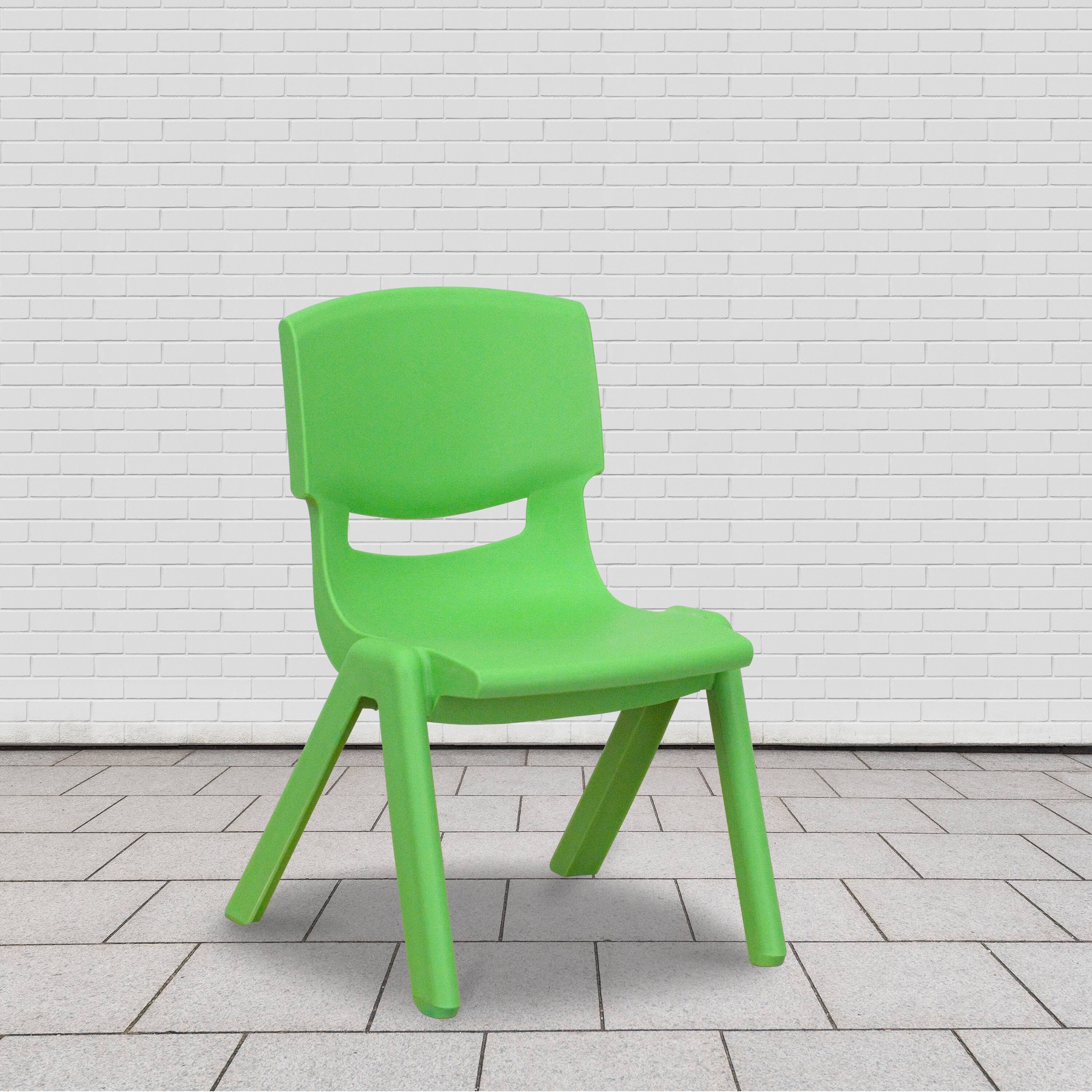 Alt View 2. Emma + Oliver - 10 Pack Plastic Stackable School Chair with 10.5" Seat Height - Green.