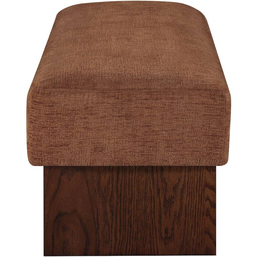 Alt View 3. Meridian Furniture - Alora Cognac Fabric Bench - Brown.