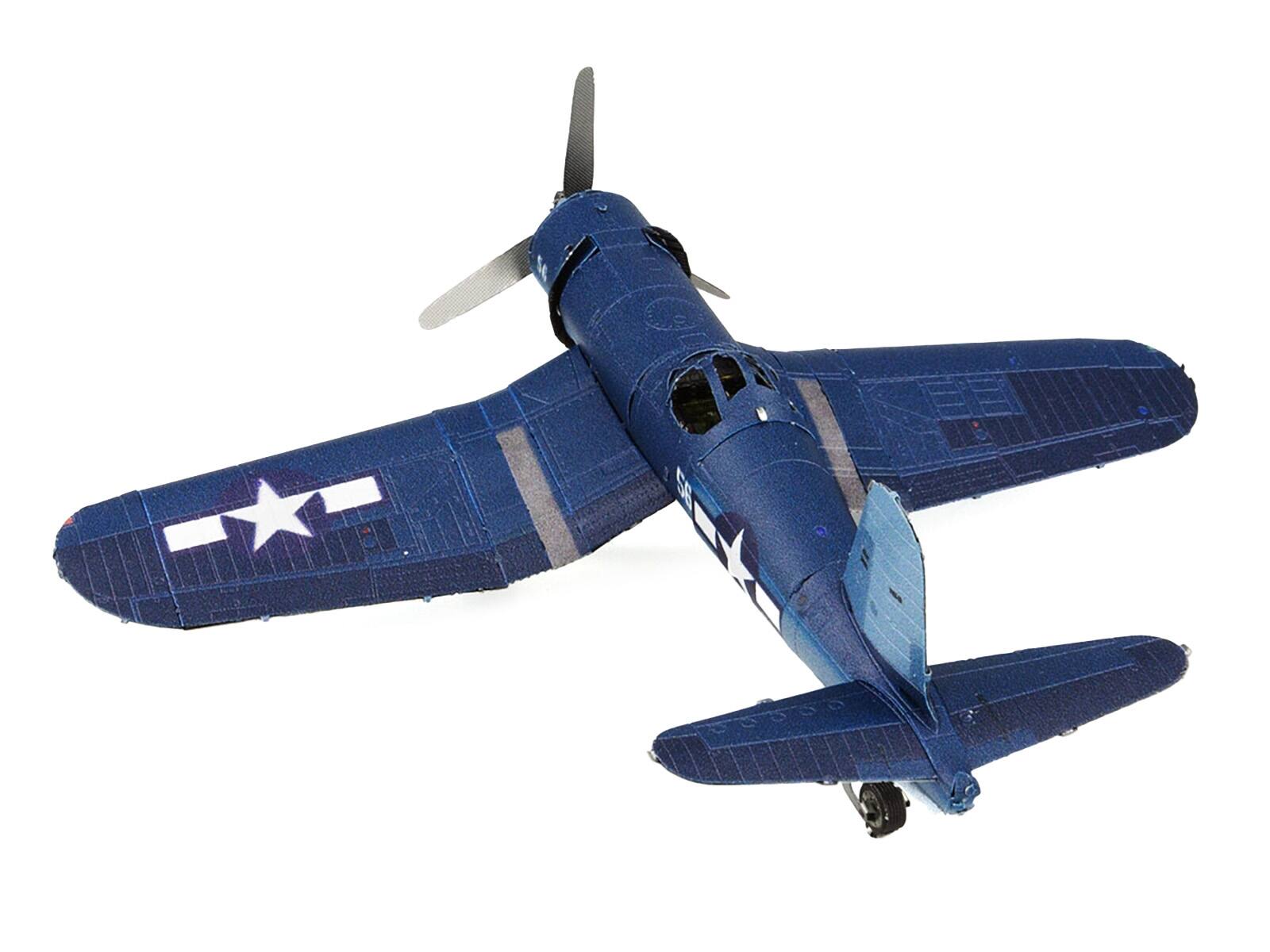 Left. Metal Earth - Model Kit Vought F4U Corsair Fighter Aircraft World War II United States Navy (Challenging Difficulty) Steel Model - Blue.
