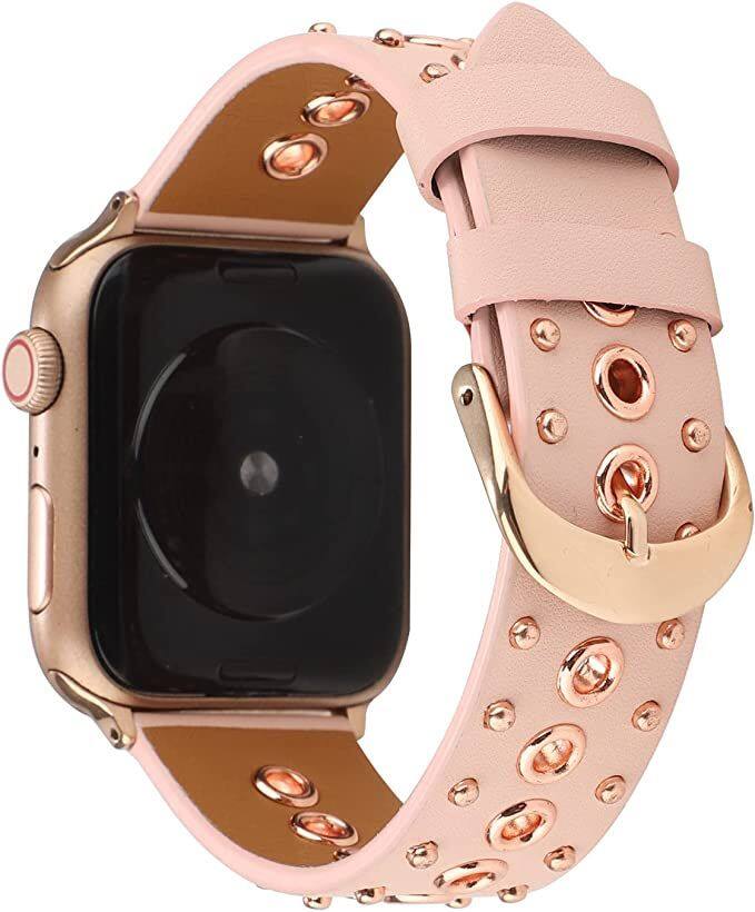 Back. Worryfree Gadgets - Worryfree Gadgets Leather Band for Apple Watch 38mm 40mm 41mm, 42mm 44mm 45mm iWatch Band - 38/40/41mm - Pink - Pink.