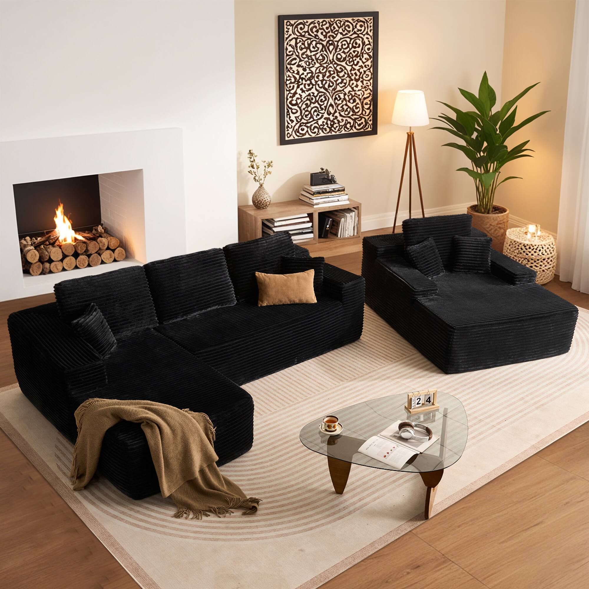 Black(Plush Corduroy, Left Facing)