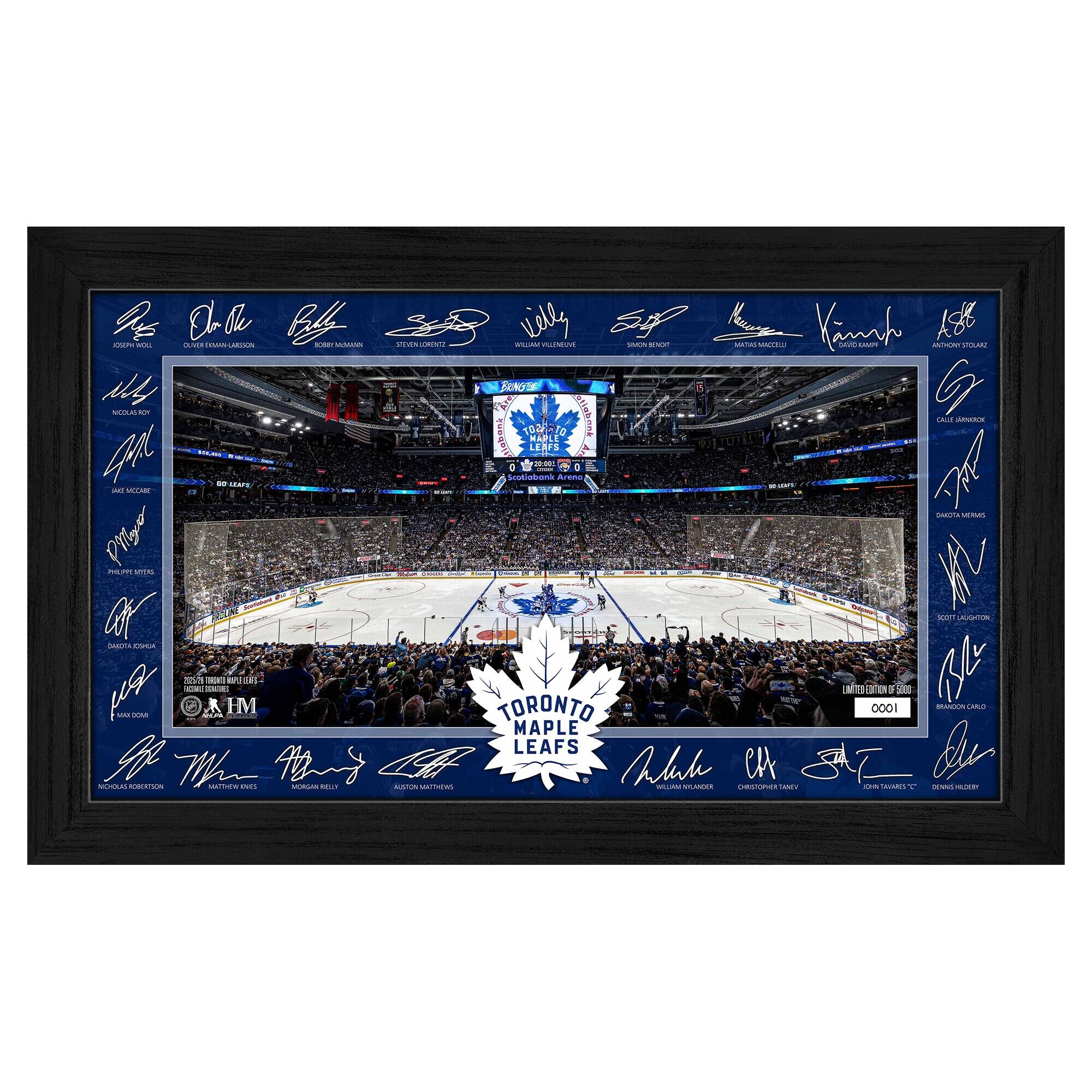 Toronto Maple Leafs Limited Edition 2025 Facsimile Signature Rink Framed Photograph