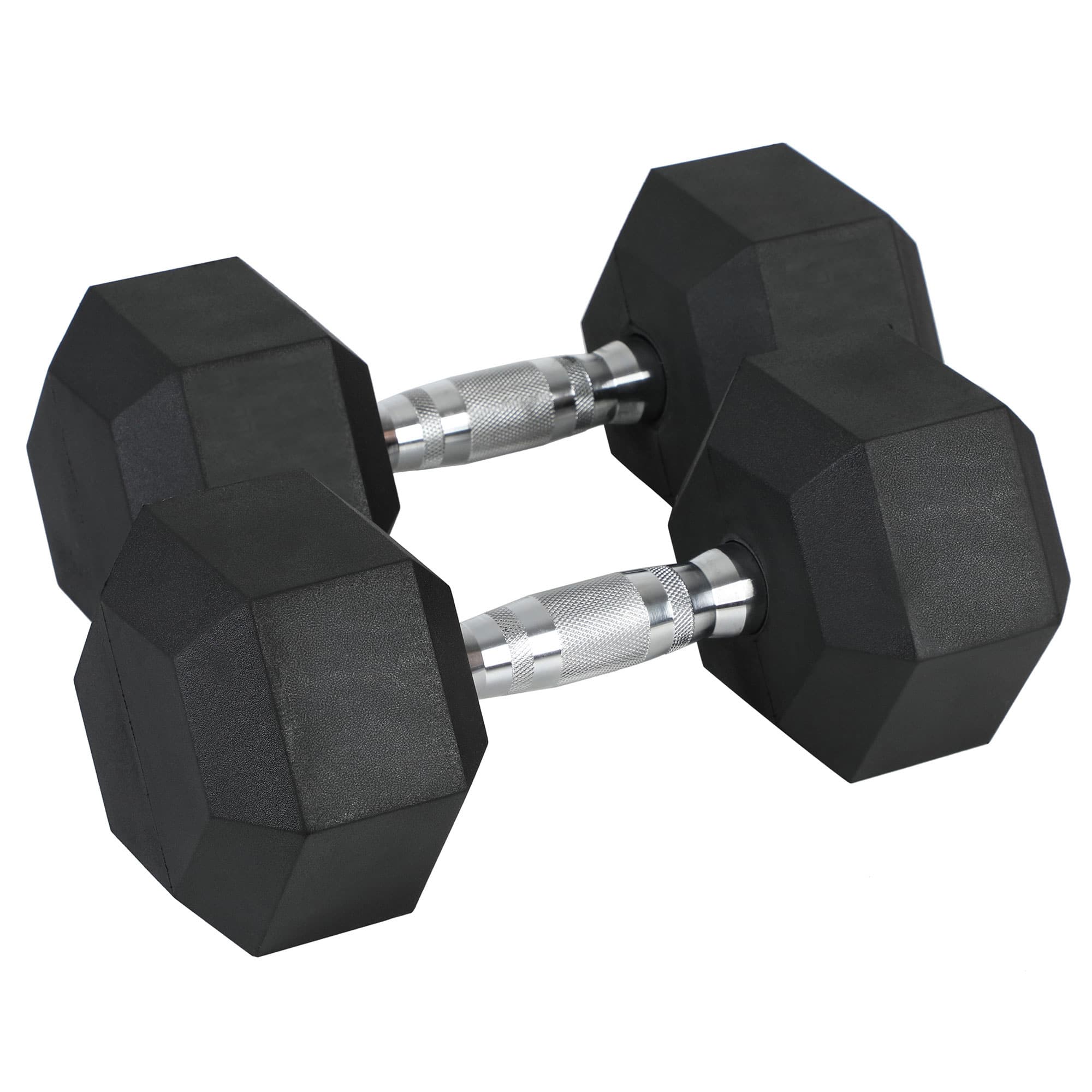 HolaHatha - Iron Hexagonal Cast Home Exercise Dumbbell Free Weight, 45 Pounds - Black