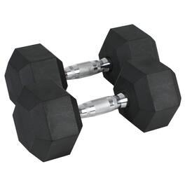 HolaHatha - Iron Hexagonal Cast Home Exercise Dumbbell Free Weight, 45 Pounds - Black
