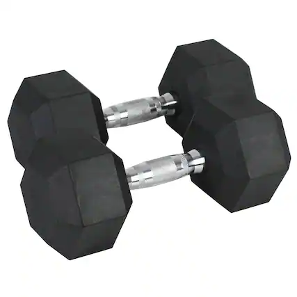 Front. HolaHatha - HolaHatha Iron Hexagonal Cast Home Exercise Dumbbell Free Weight, 45 Pounds - Black.