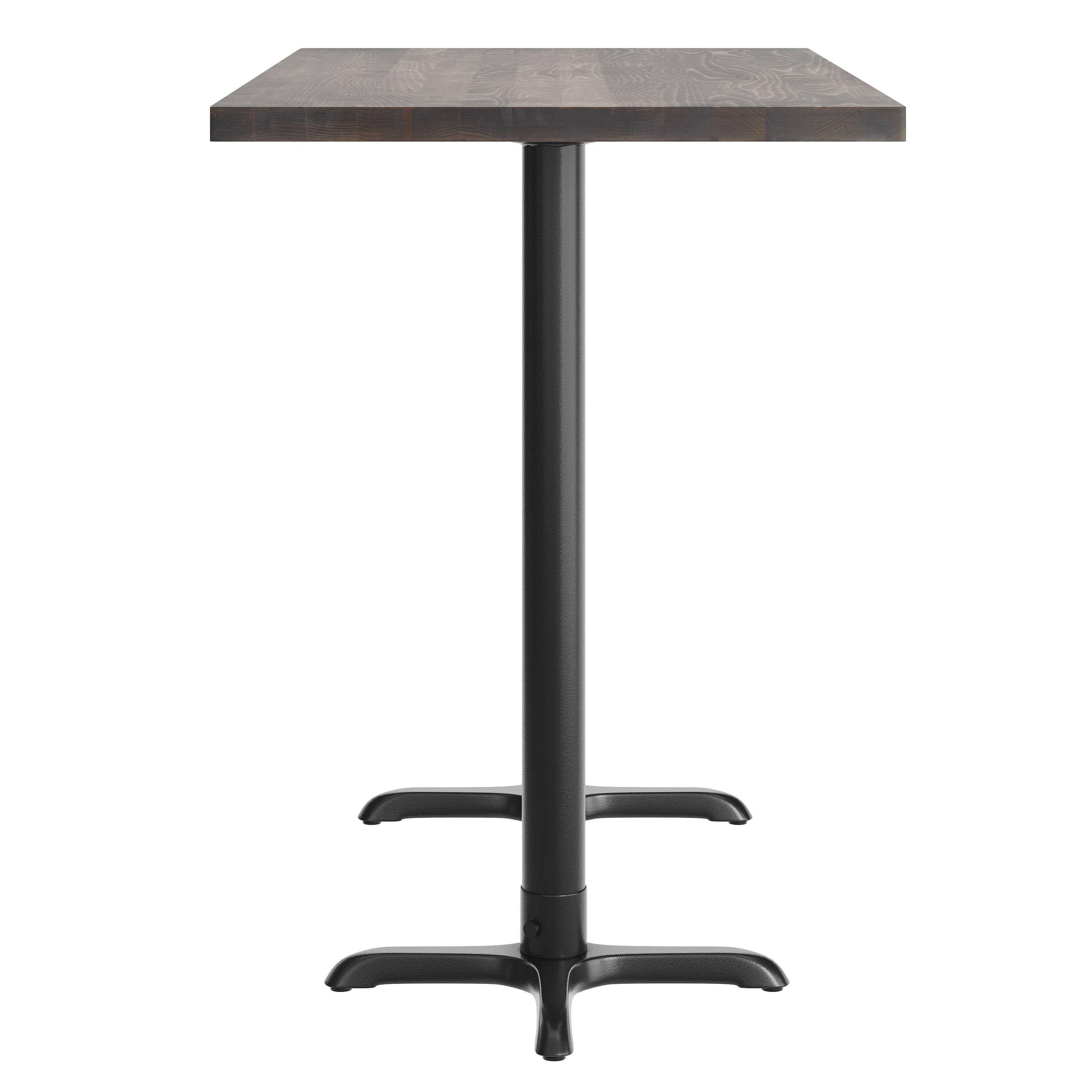 Left. Flash Furniture - Bennett 30" x 60" Solid Wood Commercial Indoor Tabletop in Dark Brown with 22" x 22" Bar Height Rust-Resistant Black Cas - Brown.