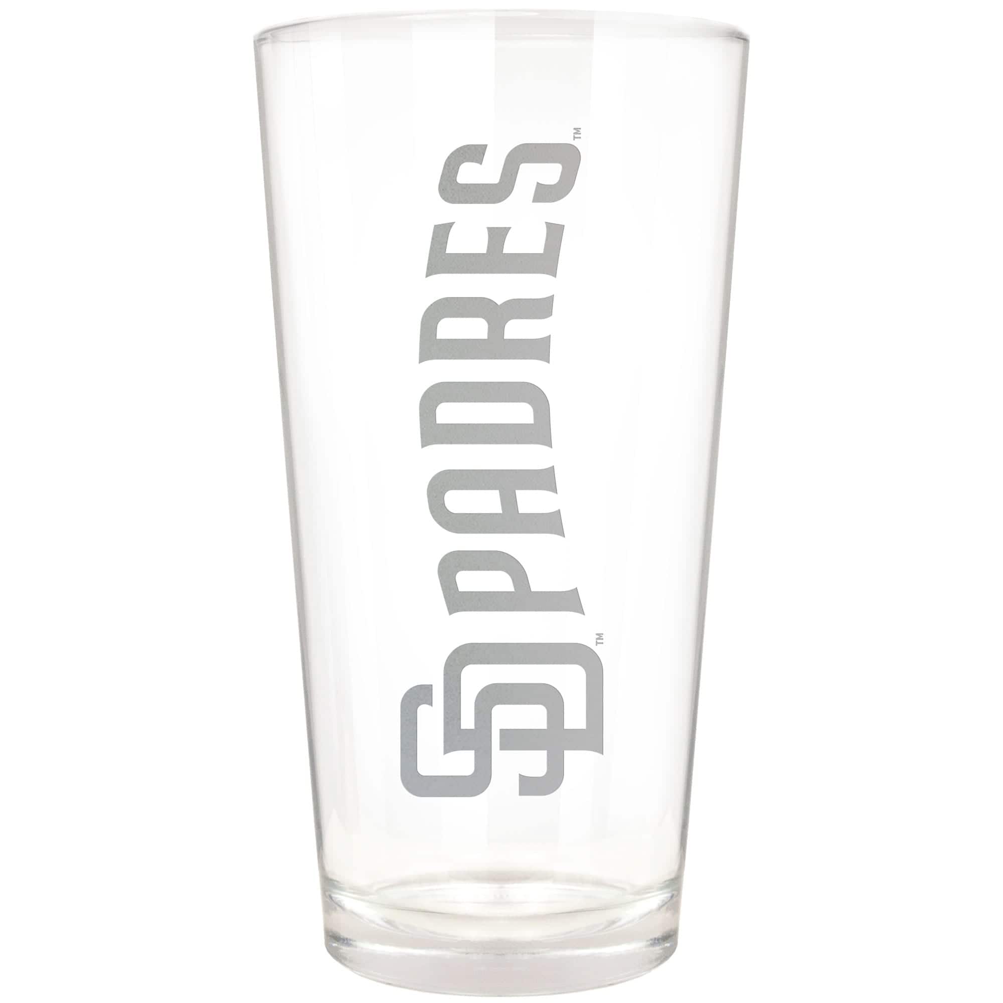 Front. Great American Products - San Diego Padres Etched 16oz. Vertical Rally Cry Pint Glass - Multicolor.