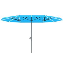 Outsunny - Double-Sided Outdoor Umbrella with Solar Lights - Blue