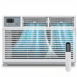 SIMZLIFE - 8,000 BTU Window Air Conditioner, Cools 250-350 sq.ft, 4-in-1 AC/Dehumidifier/Fan/Auto, Energy Efficient,Remote Control - White